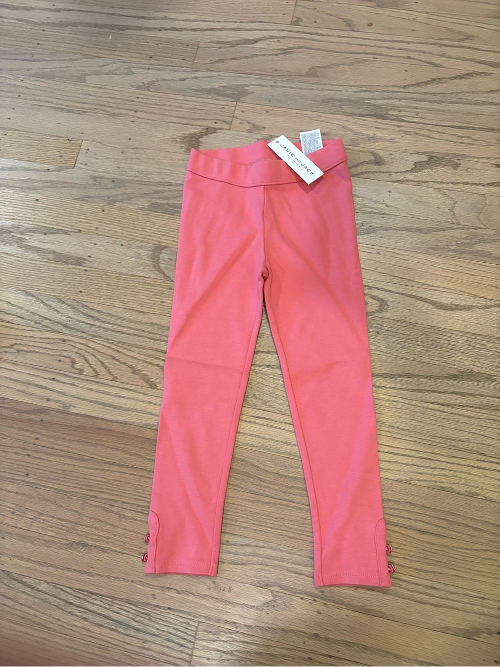 Janie and Jack Coral Pink Knit Leggings with Ankle Button Detail